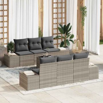 vidaXL Set de canapele pentru grădină 7 pcs Gri deschis și gri închis