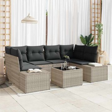 vidaXL Set de canapele pentru grădină 7 pcs Gri deschis și gri închis