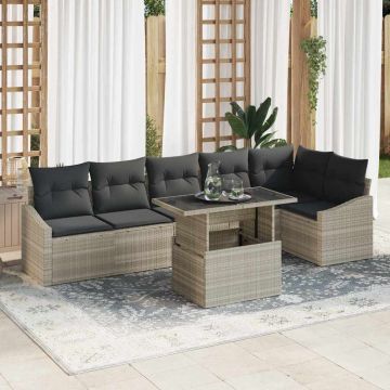 vidaXL Set de canapele pentru grădină 7 pcs Gri deschis și gri închis