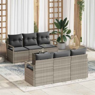 vidaXL Set de canapele pentru grădină 7 pcs Gri deschis și gri închis