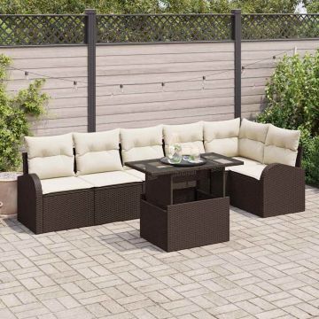 vidaXL Set de canapele pentru grădină 7 pcs Maro 100 x 55 x 73 cm