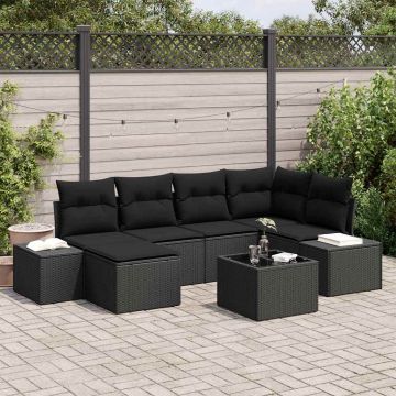 vidaXL Set de canapele pentru grădină 7 pcs Negru 264 x 154 x 85 cm