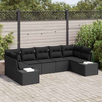vidaXL Set de canapele pentru grădină 7 pcs Negru 289 x 154 x 85 cm