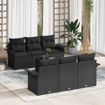 vidaXL Set de canapele pentru grădină 7 pcs Negru 55 x 55 x 37 cm