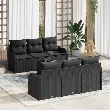 vidaXL Set de canapele pentru grădină 7 pcs Negru 55 x 55 x 37 cm