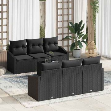 vidaXL Set de canapele pentru grădină 7 pcs Negru 55 x 55 x 37 cm