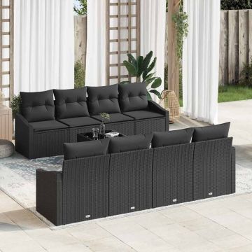 vidaXL Set de canapele pentru grădină 7 pcs Negru 55 x 55 x 37 cm
