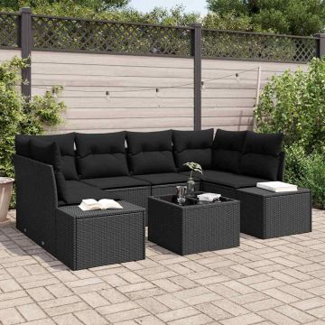 vidaXL Set de canapele pentru grădină 7 pcs Negru 55 x 55 x 37 cm