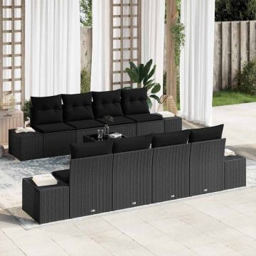 vidaXL Set de canapele pentru grădină 7 pcs Negru 55 x 55 x 37 cm