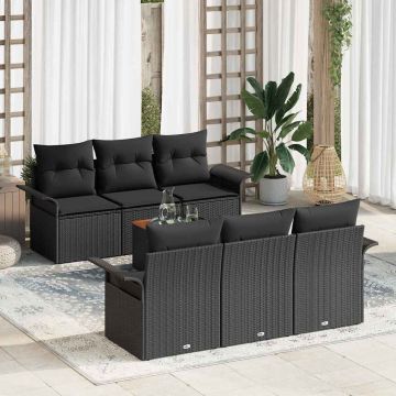 vidaXL Set de canapele pentru grădină 7 pcs Negru 55 x 55 x 37 cm