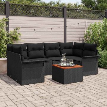 vidaXL Set de canapele pentru grădină 7 pcs Negru 55 x 55 x 37 cm