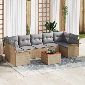 vidaXL Set de canapele pentru grădină 8 pcs Beige și gri deschis