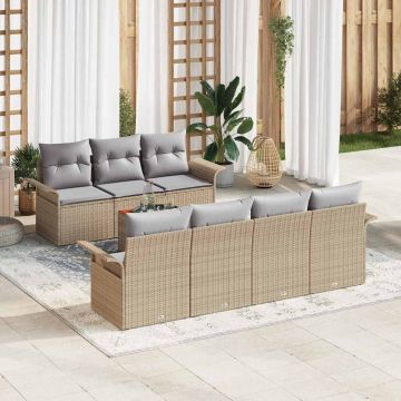 vidaXL Set de canapele pentru grădină 8 pcs Beige și gri deschis