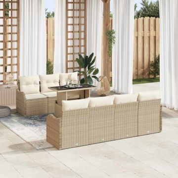 vidaXL Set de canapele pentru grădină 8 pcs Bej 100 x 55 x 73 cm