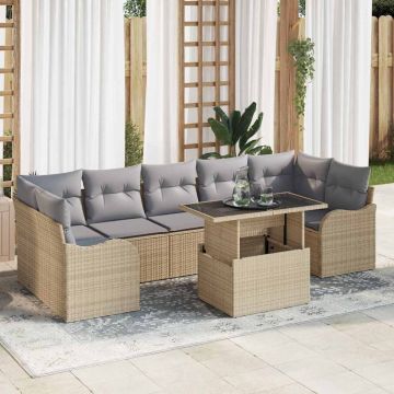 vidaXL Set de canapele pentru grădină 8 pcs Bej 100 x 55 x 73 cm