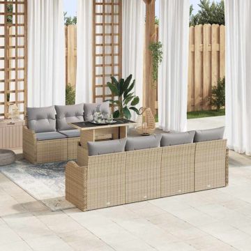 vidaXL Set de canapele pentru grădină 8 pcs Bej 100 x 55 x 73 cm