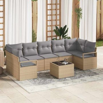 vidaXL Set de canapele pentru grădină 8 pcs Bej și gri 55 x 55 x 37 cm