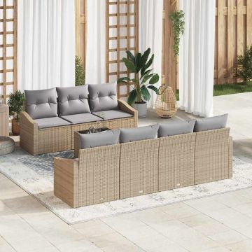 vidaXL Set de canapele pentru grădină 8 pcs Bej și gri 55 x 55 x 37 cm
