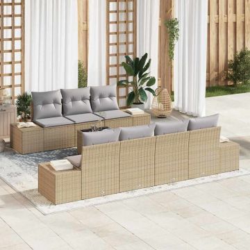 vidaXL Set de canapele pentru grădină 8 pcs Bej și gri 55 x 55 x 37 cm