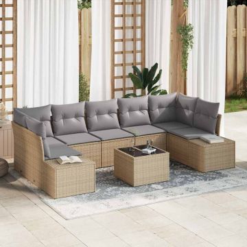 vidaXL Set de canapele pentru grădină 8 pcs Bej și gri 55 x 55 x 37 cm