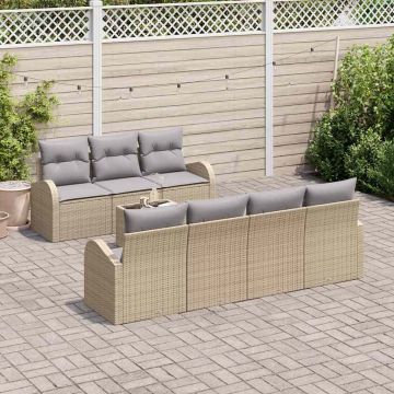 vidaXL Set de canapele pentru grădină 8 pcs Bej și gri 55 x 55 x 37 cm