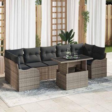 vidaXL Set de canapele pentru grădină 8 pcs Gri 100 x 55 x 73 cm