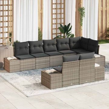 vidaXL Set de canapele pentru grădină 8 pcs Gri 319 x 154 x 85 cm