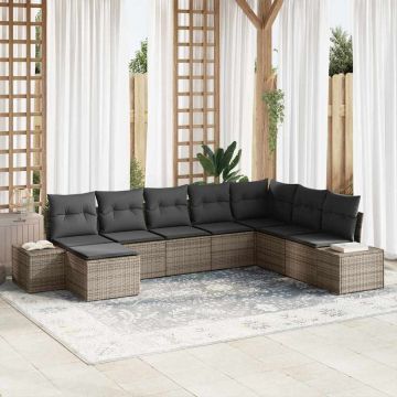 vidaXL Set de canapele pentru grădină 8 pcs Gri 319 x 209 x 85 cm