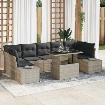 vidaXL Set de canapele pentru grădină 8 pcs Gri deschis și gri închis
