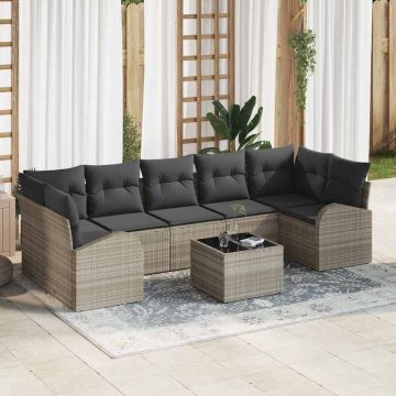 vidaXL Set de canapele pentru grădină 8 pcs Gri deschis și gri închis