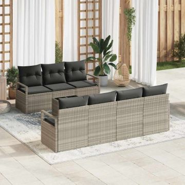 vidaXL Set de canapele pentru grădină 8 pcs Gri deschis și gri închis
