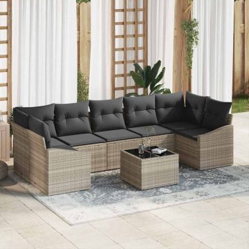 vidaXL Set de canapele pentru grădină 8 pcs Gri deschis și gri închis