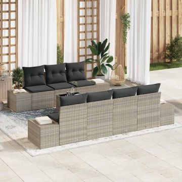vidaXL Set de canapele pentru grădină 8 pcs Gri deschis și gri închis