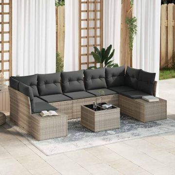 vidaXL Set de canapele pentru grădină 8 pcs Gri deschis și gri închis
