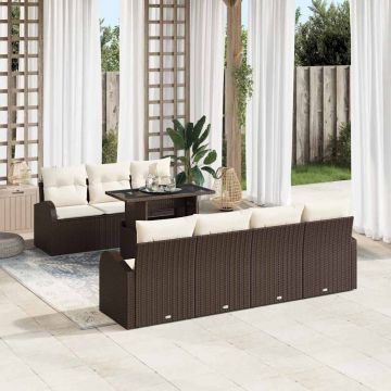 vidaXL Set de canapele pentru grădină 8 pcs Maro 100 x 55 x 73 cm