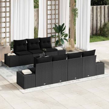 vidaXL Set de canapele pentru grădină 8 pcs Negru 55 x 55 x 37 cm