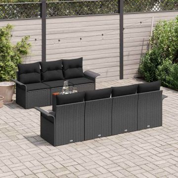 vidaXL Set de canapele pentru grădină 8 pcs Negru 55 x 55 x 37 cm