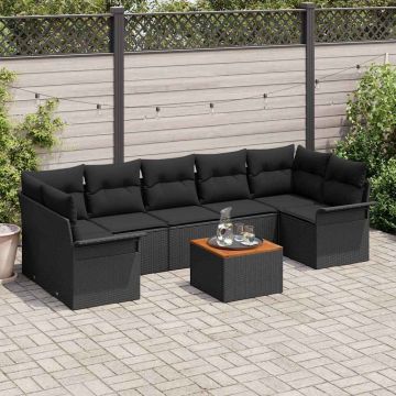 vidaXL Set de canapele pentru grădină 8 pcs Negru 55 x 55 x 37 cm