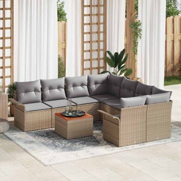 vidaXL Set de canapele pentru grădină 9 pcs Beige și gri deschis