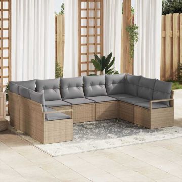 vidaXL Set de canapele pentru grădină 9 pcs Beige și gri deschis