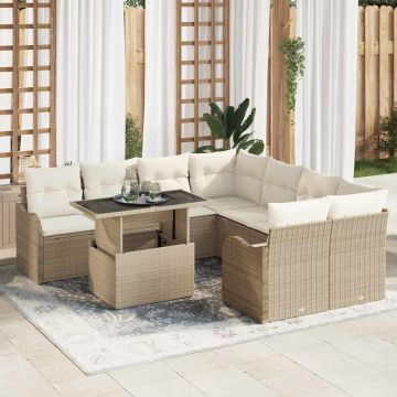 vidaXL Set de canapele pentru grădină 9 pcs Bej 100 x 55 x 73 cm