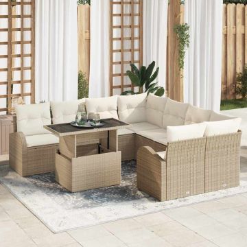 vidaXL Set de canapele pentru grădină 9 pcs Bej 100 x 55 x 73 cm