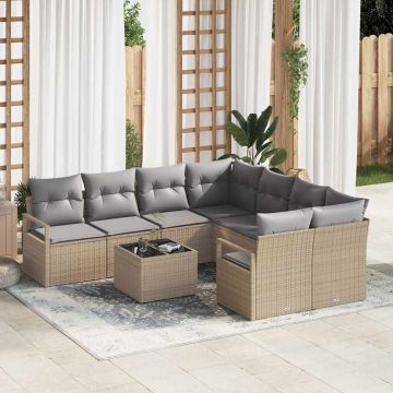 vidaXL Set de canapele pentru grădină 9 pcs Bej și gri 55 x 55 x 37 cm