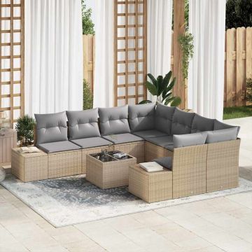 vidaXL Set de canapele pentru grădină 9 pcs Bej și gri 55 x 55 x 37 cm