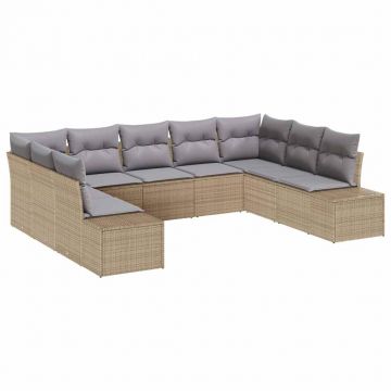 vidaXL Set de canapele pentru grădină 9 pcs bej și gri deschis
