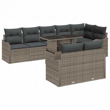 vidaXL Set de canapele pentru grădină 9 pcs Gri 100 x 55 x 73 cm
