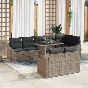 vidaXL Set de canapele pentru grădină 9 pcs Gri 100 x 55 x 73 cm