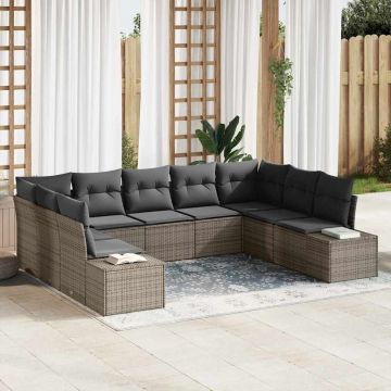 vidaXL Set de canapele pentru grădină 9 pcs Gri 289 x 209 x 85 cm