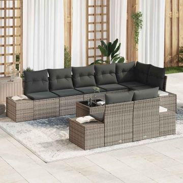 vidaXL Set de canapele pentru grădină 9 pcs Gri 319 x 154 x 85 cm