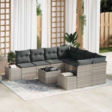 vidaXL Set de canapele pentru grădină 9 pcs Gri deschis și gri închis